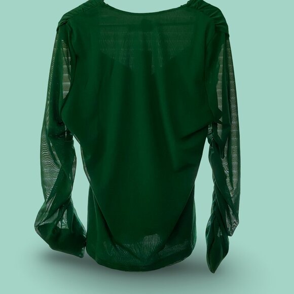 Ashley Stewart Ruche Sweetheart Mesh Top - Picture 2 of 6